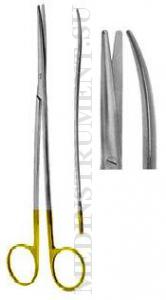 Ножницы вертикально-изогнутые для рассечения мягких тканей и сосудов с изогнутыми ручками с твердосплавными вставками по Фино-Метценбауму, 230 мм