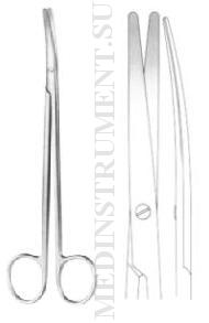 Ножницы вертикально-изогнутые для рассечения мягких тканей и сосудов по Нельсону-Метценбауму, длина 200 мм