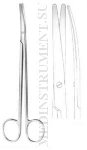 Ножницы вертикально-изогнутые для рассечения мягких тканей и сосудов по Нельсону-Метценбауму, 230 мм