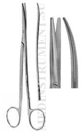 Ножницы вертикально-изогнутые для рассечения мягких тканей и сосудов с изогнутыми ручками по Фино-Метценбауму, 180 мм