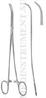 Зажим-диссектор по Мартину-Оверхольту вертикально-изогнутый с изогнутыми ручками, 210 мм