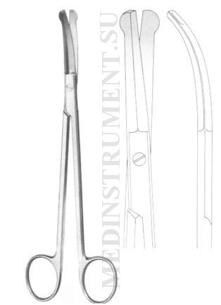 Ножницы вертикально-изогнутые тупоконечные оториноларингологические по Гуду, длина 190 мм
