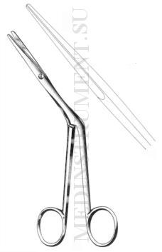 Ножницы изогнутые по ребру отолорингологические по Хейману-Найту, длина 180 мм