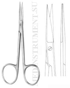 Ножницы минихирургические остроконечные прямые, длина 105 мм