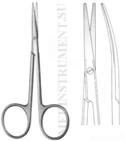 Ножницы минихирургические тупоконечные изогнутые, длина 115 мм