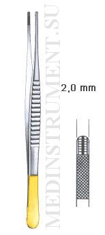 Пинцет хирургический атравматический DE BAKEY, прямой, длина 200 мм, ширина 2,0 мм