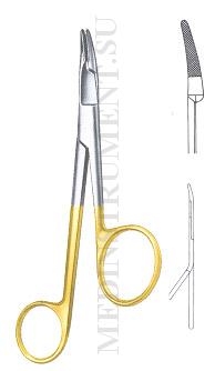 Иглодержатель-ножницы GILLIES, изогнутый, ручки смещены по горизонтали, длина 16 см