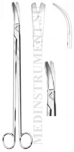 Ножницы вертикально изогнутые для рассечения мягких тканей и сосудов ректальные, длина 325 мм аналог Aesculap BC617R