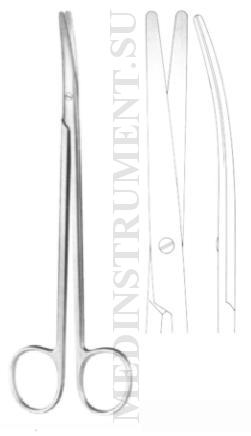 Ножницы вертикально-изогнутые для рассечения мягких тканей и сосудов по Нельсону-Метценбауму, длина 280 мм