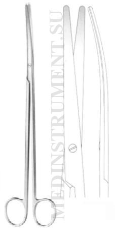 Ножницы вертикально-изогнутые для рассечения мягких тканей и сосудов по Нельсону-Метценбауму, длина 300 мм