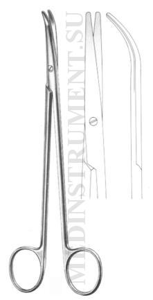 Ножницы вертикально-изогнутые для рассечения мягких тканей и сосудов по Тореку, длина 190 мм