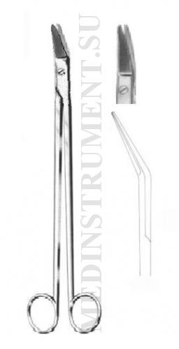 Ножницы вертикально-изогнутые для рассечения мягких тканей и сосудов по Ресано, длина 250 мм 