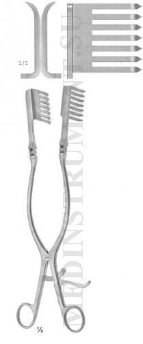 Ранорасширитель нейрохирургический 4 х 4 зубый острый по Бекману-Итону, длина 320 мм