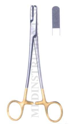 Иглодержатель хирургический для лигатуры и скручивания проволоки с твердосплавными вставками по Зангену мощный, длина 185 мм