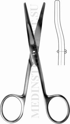 Ножницы для рубцовых тканей вертикально-изогнутые (для набора операций на кисти при контрактуре Дюпюитрена), длина 150 мм