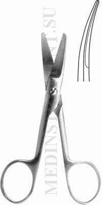 Ножницы хирургические, тупоконечные, вертикально-изогнутые, детские, длина 125 мм