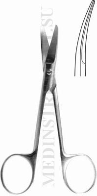 Ножницы хирургические, тупоконечные, вертикально-изогнутые с короткими лезвиями, детские, длина 125 мм (Н-65)