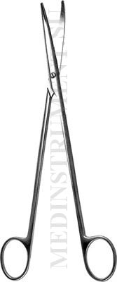 Ножницы для рассечения мягких тканей в глубоких полостях вертикально-изогнутые, длина 230 мм